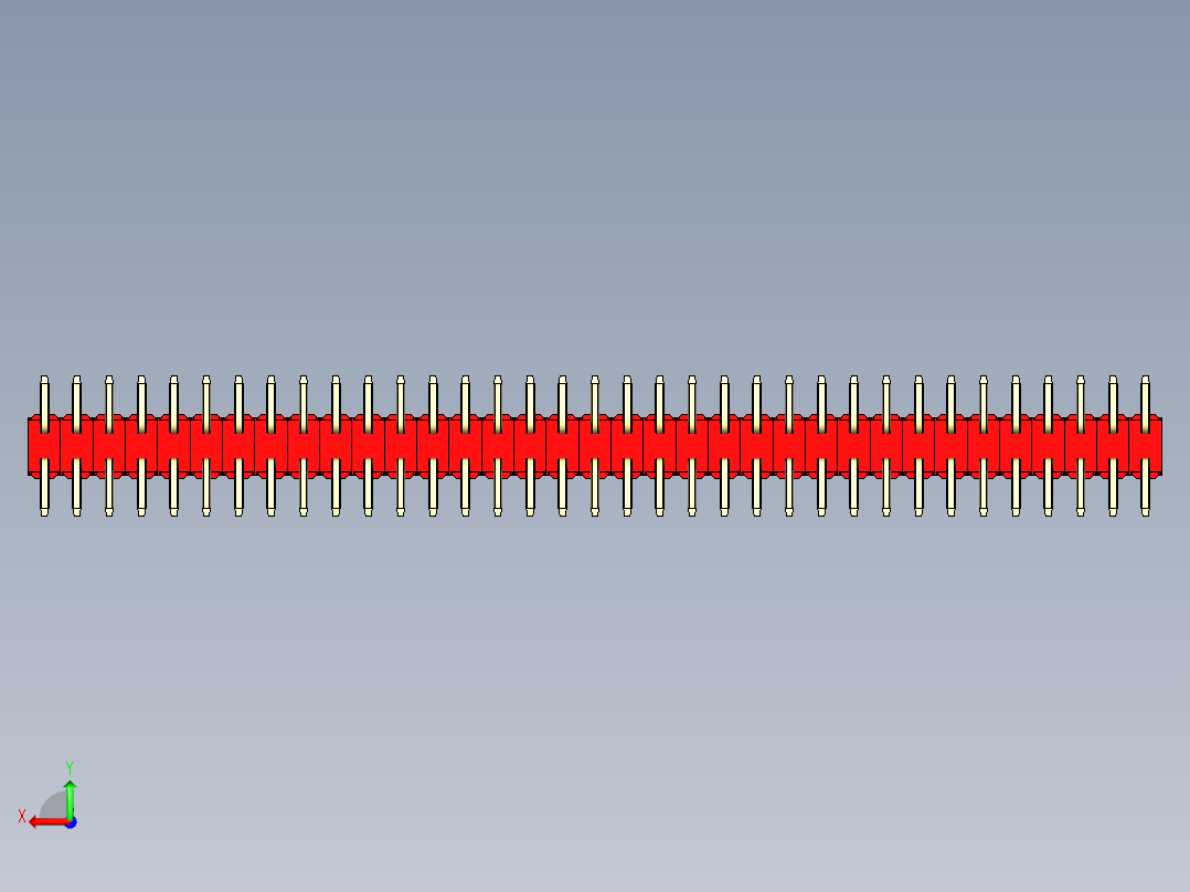 彩色公排针 100mil 2.54mm 系列-DS1022_red_70p_100mil_TypeSMT_rev1.0后视图