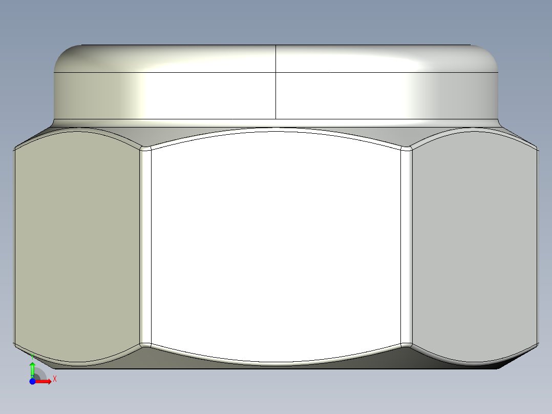 紧固件-IGES 0.3125 Lock Nut前视图