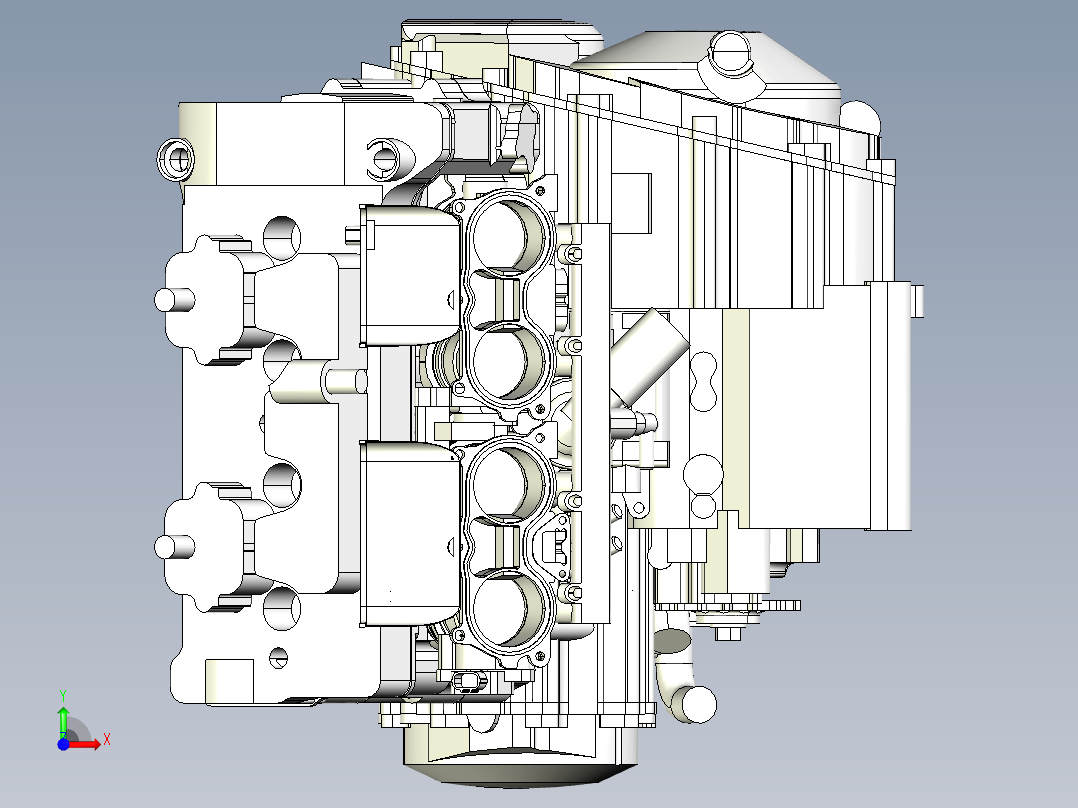 发动机三维模型前视图