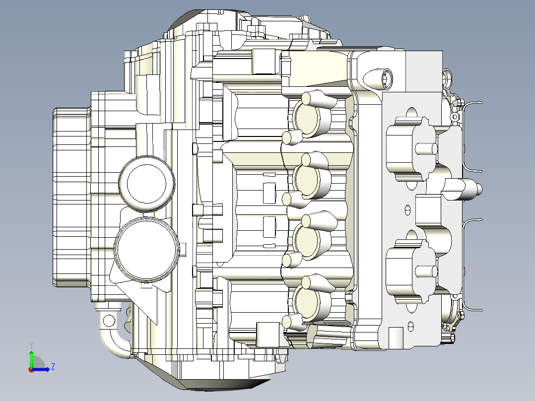 发动机三维模型左视图