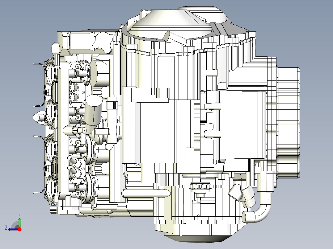 发动机三维模型右视图