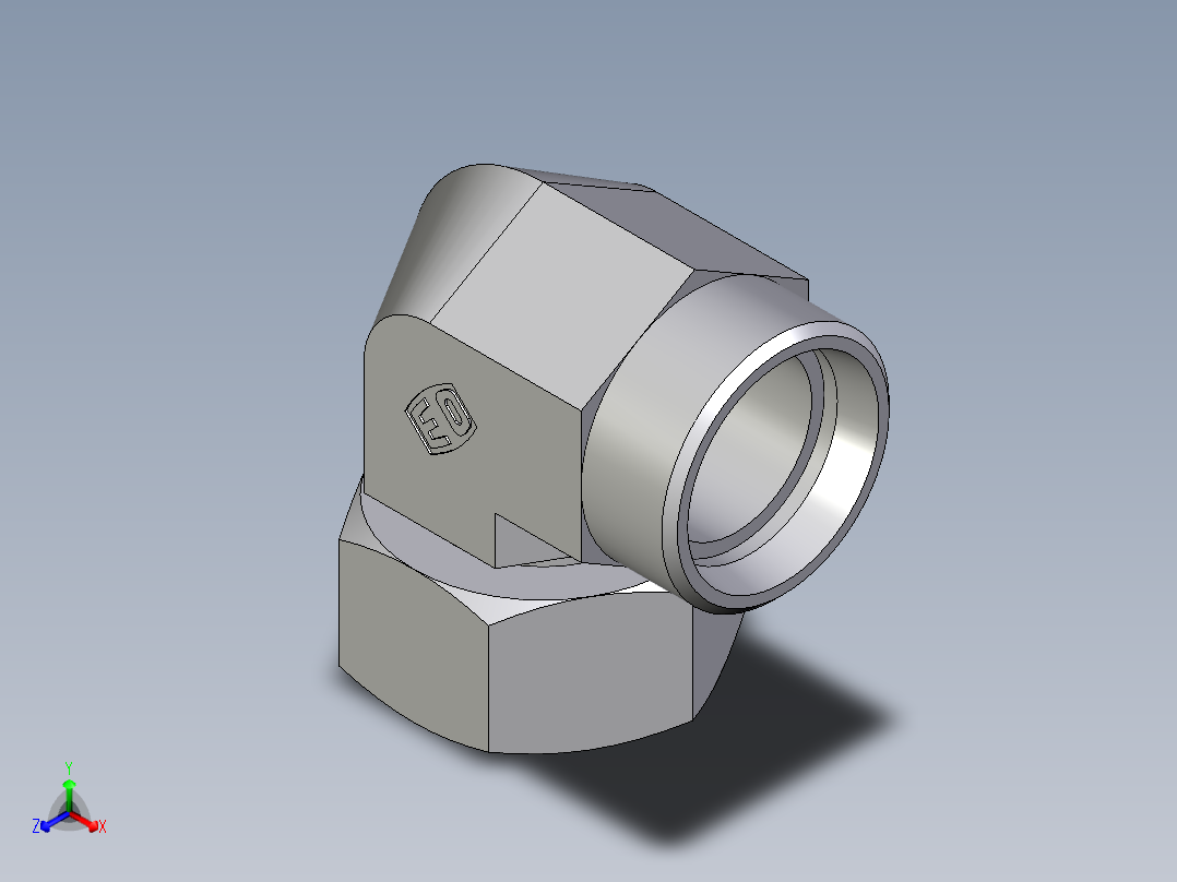 卡套式工业通用硬管接头EO_Standpipe_elbow_EVW28LOMDCF正等轴测图