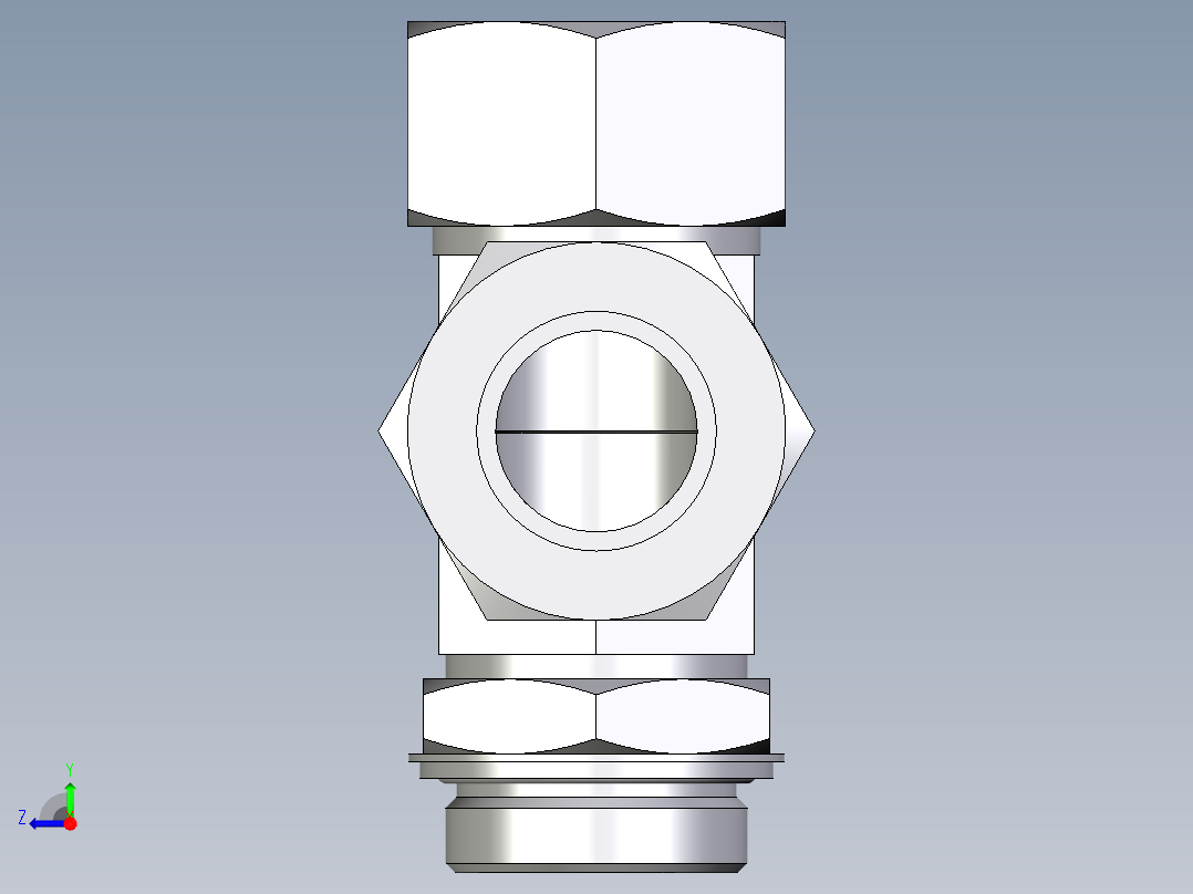 卡套式工业通用硬管接头EO_Adjustable_locknut_run_tee_LEE38ZSRCF右视图