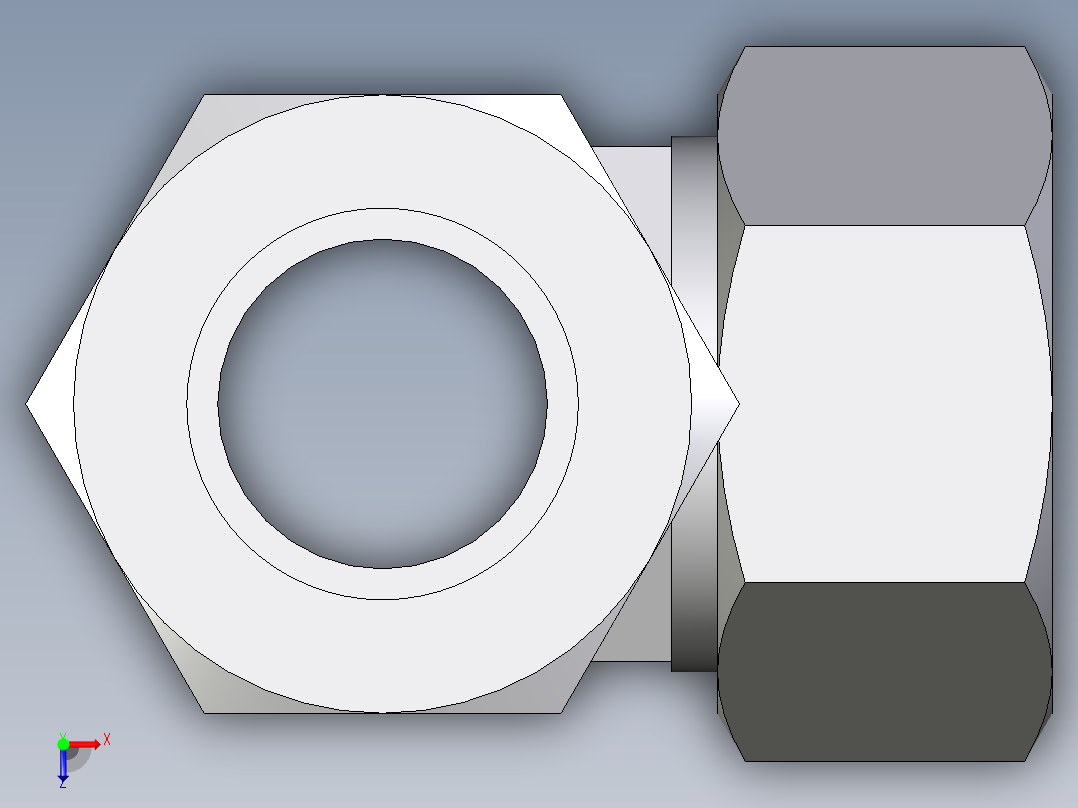 卡套式工业通用硬管接头EO_Adjustable_locknut_run_tee_LEE38ZSRCF俯视图