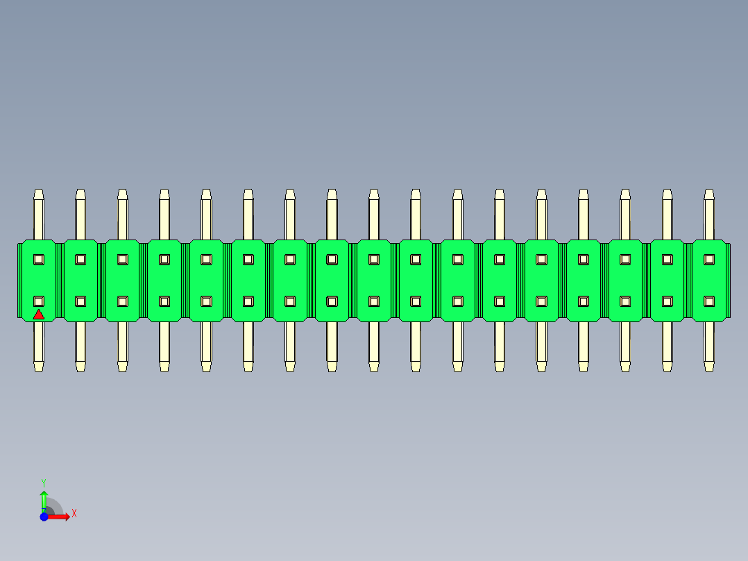 彩色公排针 100mil 2.54mm 系列-DS1022_green_34p_100mil_TypeSMT_rev1.0前视图