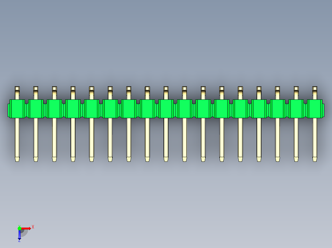 彩色公排针 100mil 2.54mm 系列-DS1022_green_34p_100mil_TypeSMT_rev1.0俯视图