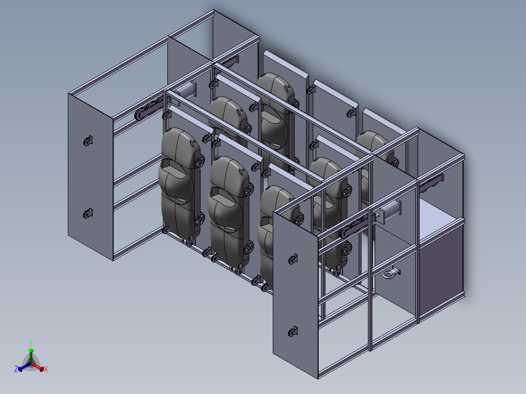 P119-电梯式立体车库设计及三维SolidWorks正等轴测图