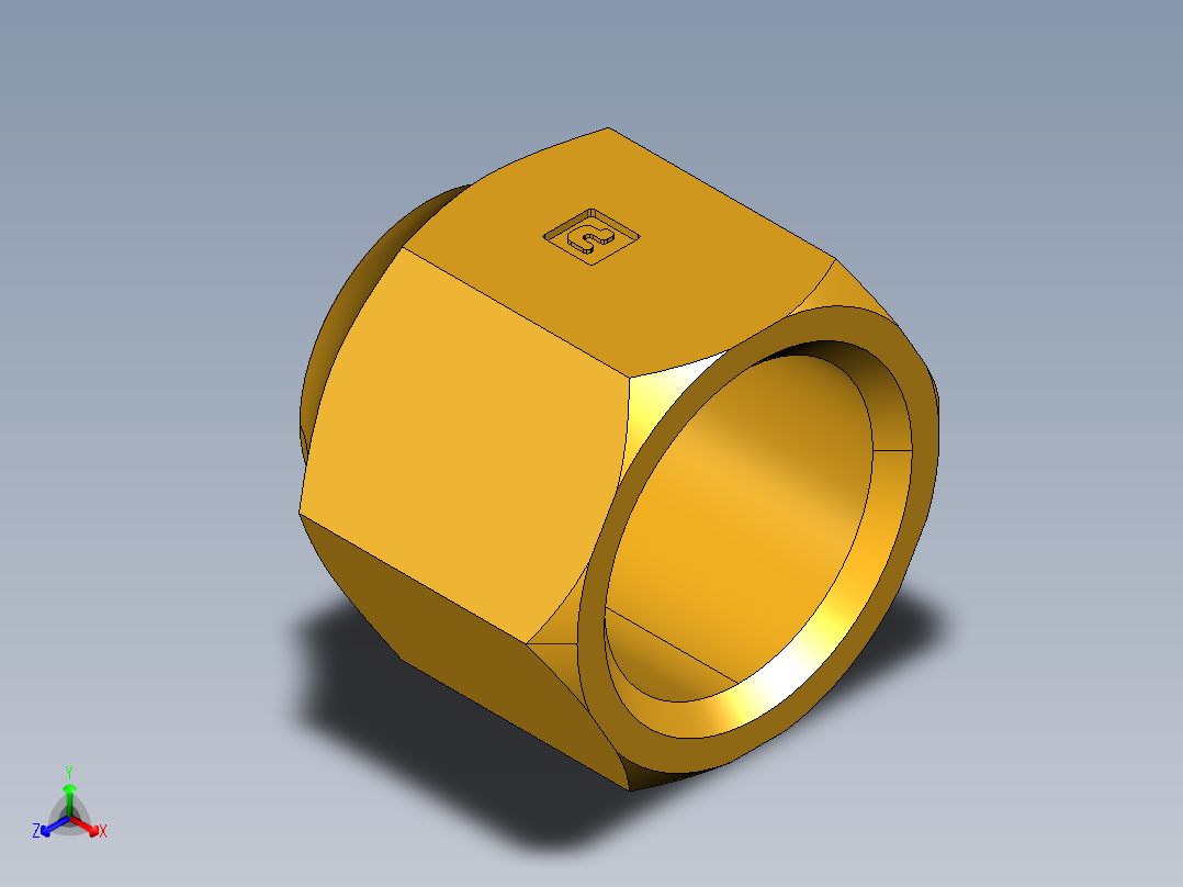 扩口式工业通用硬管接头Short Forged Reducing Nuts 14FS-10-8正等轴测图