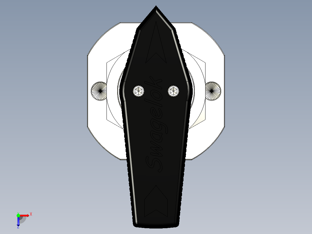不锈钢单件40系列5通球阀，0.07 Cv，1-8英寸俯视图