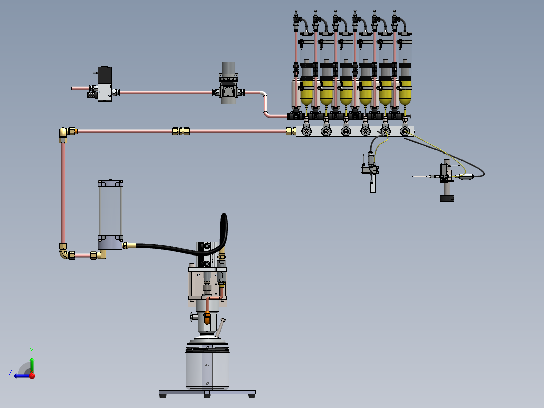 液压油泵管路右视图