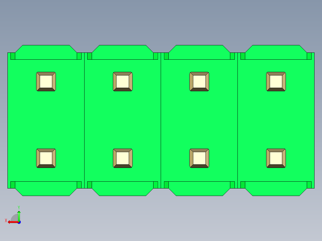 彩色公头100mil（2.54mm）系列-DS1021_green_2x04p_100mil_Type5_rev1.0后视图