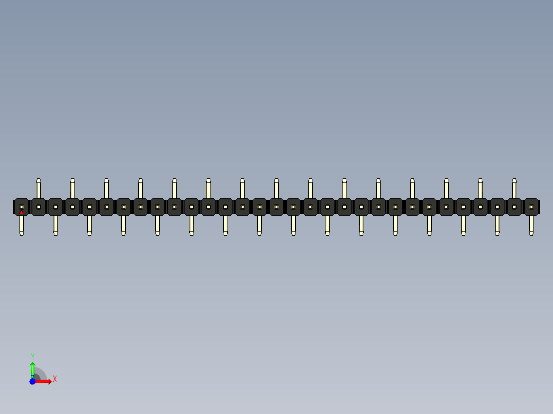 彩色公排针 100mil 2.54mm 系列-DS1022_black_31p_100mil_Type_SMT_R2_rev1.0前视图