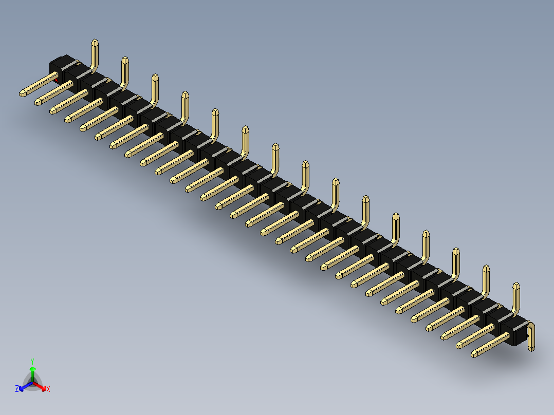 彩色公排针 100mil 2.54mm 系列-DS1022_black_31p_100mil_Type_SMT_R2_rev1.0正等轴测图
