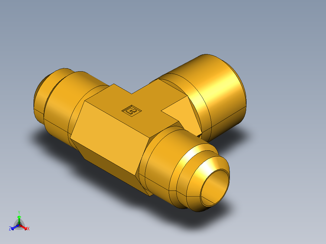 扩口式工业通用硬管接头Male Branch Tee 145F-8-8正等轴测图