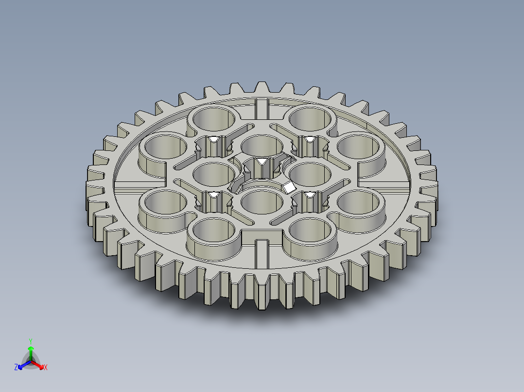 3649 Bright Blue Technic Gear 40 Tooth.STEP