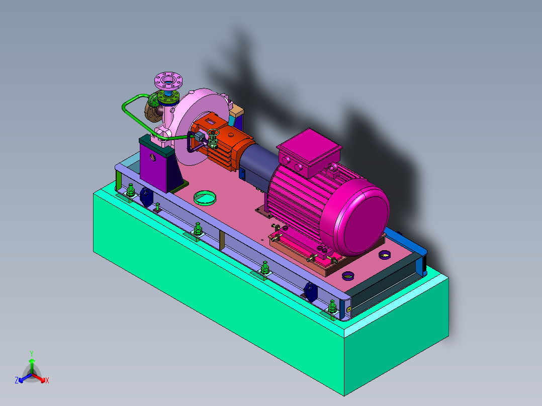 中高压石化流程泵正等轴测图