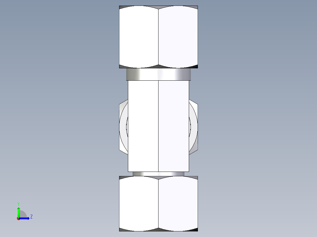 卡套式工业通用硬管接头EO_Swivel_nut_run_tee_EL10ZSCF左视图