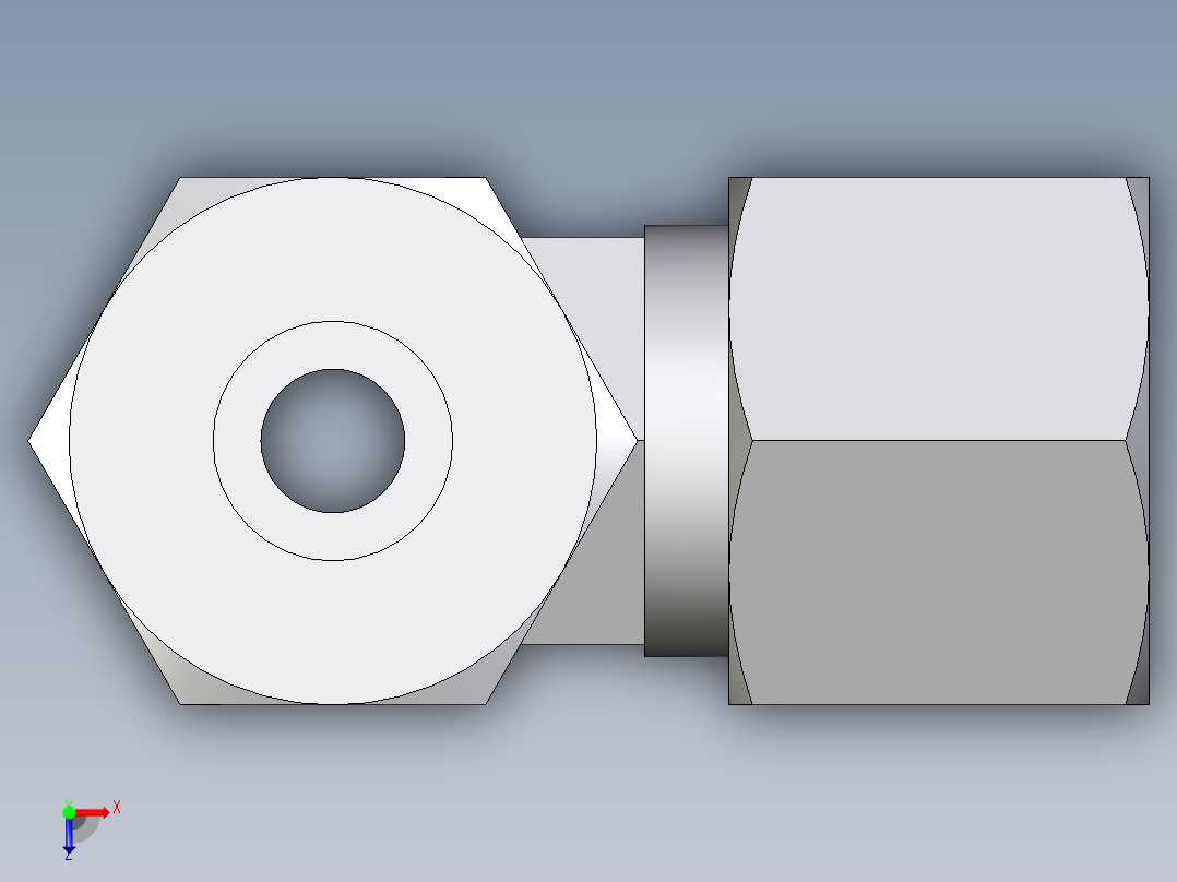 卡套式工业通用硬管接头EO_Swivel_nut_run_tee_EL10ZSCF俯视图