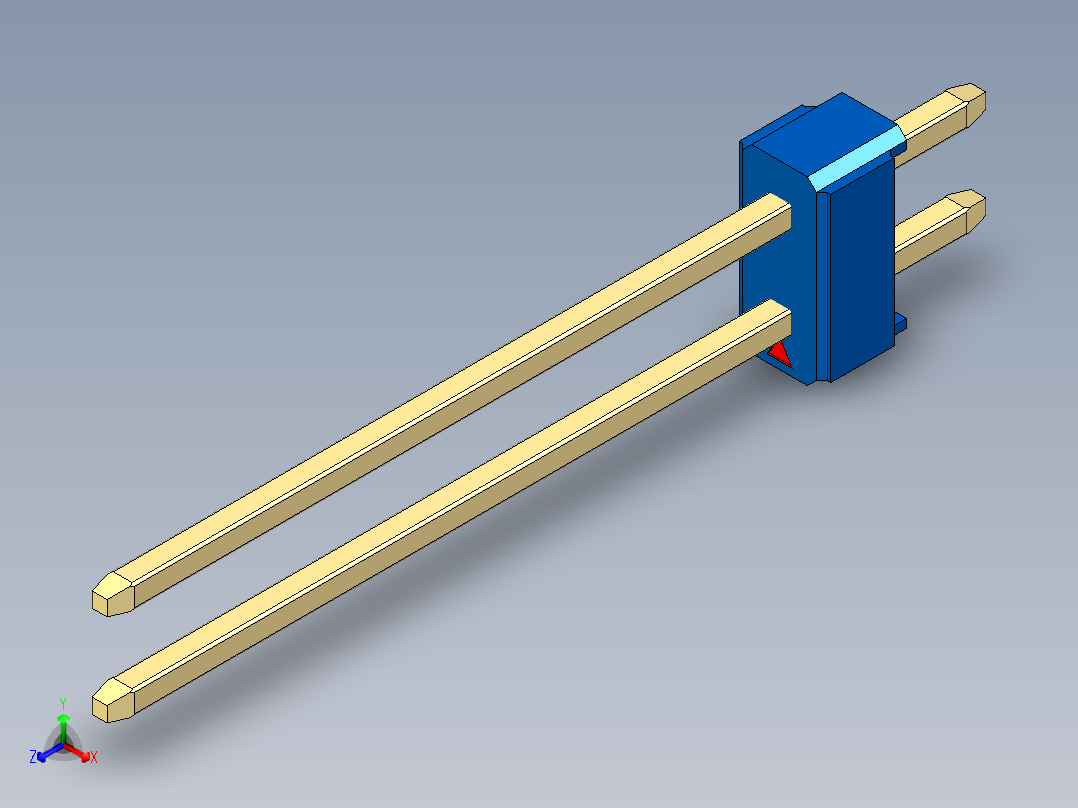 彩色公头100mil（2.54mm）系列-DS1021_blue_2x01p_100mil_Type19_rev1.0正等轴测图
