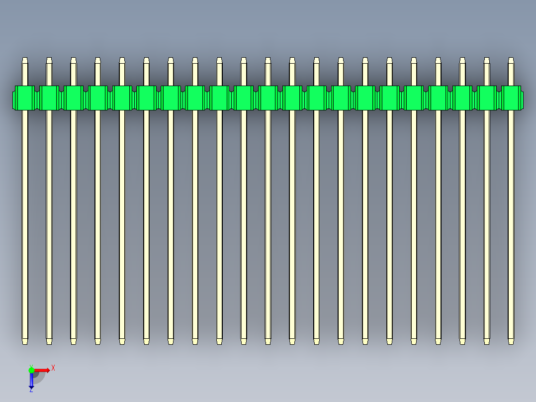 彩色公头100mil（2.54mm）系列-DS1021_green_1x21p_100mil_Type43_rev1.0俯视图