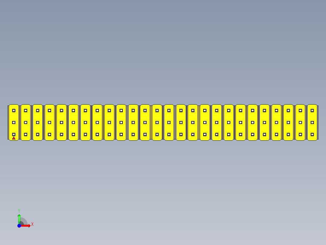 彩色公头100mil（2.54mm）系列-DS1021_yellow_3x26p_100mil_Type19_rev1.0前视图