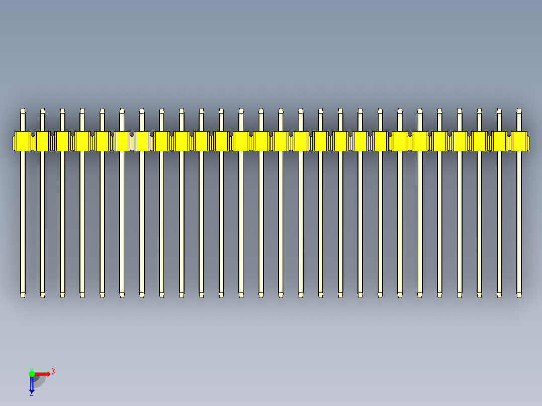 彩色公头100mil（2.54mm）系列-DS1021_yellow_3x26p_100mil_Type19_rev1.0俯视图