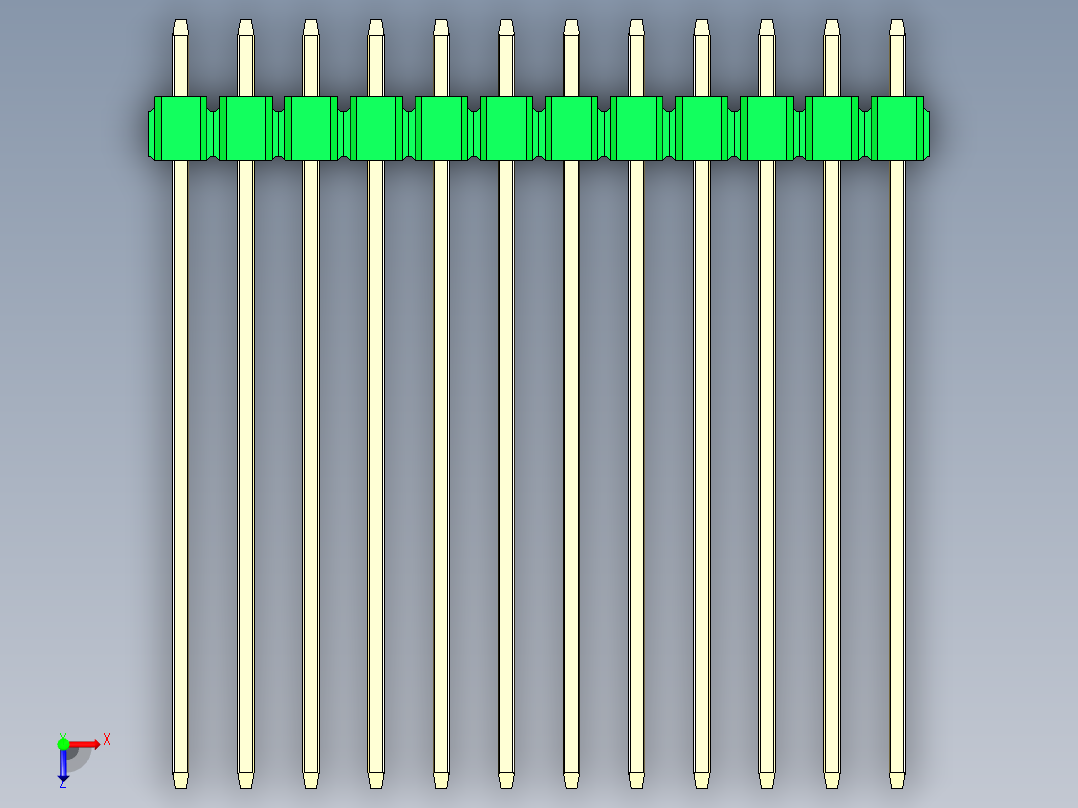 彩色公头100mil（2.54mm）系列-DS1021_green_2x12p_100mil_Type43_rev1.0俯视图