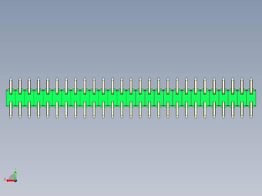 彩色公排针 100mil 2.54mm 系列-DS1022_green_54p_100mil_TypeSMT_rev1.0后视图