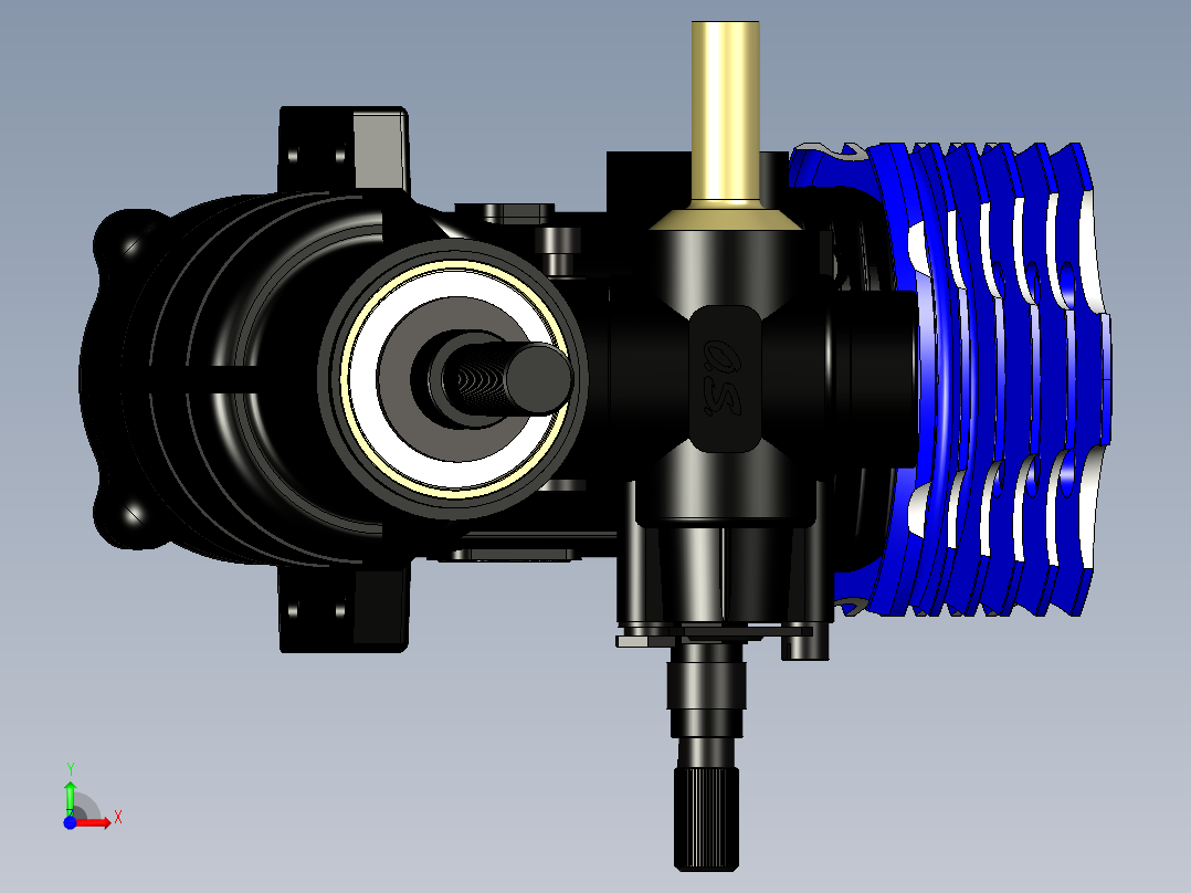 直升机设计的OO55SX硝化发动机前视图