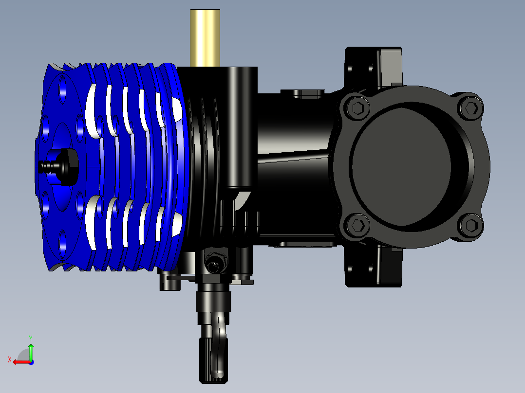 直升机设计的OO55SX硝化发动机后视图