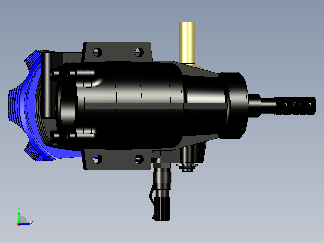 直升机设计的OO55SX硝化发动机左视图