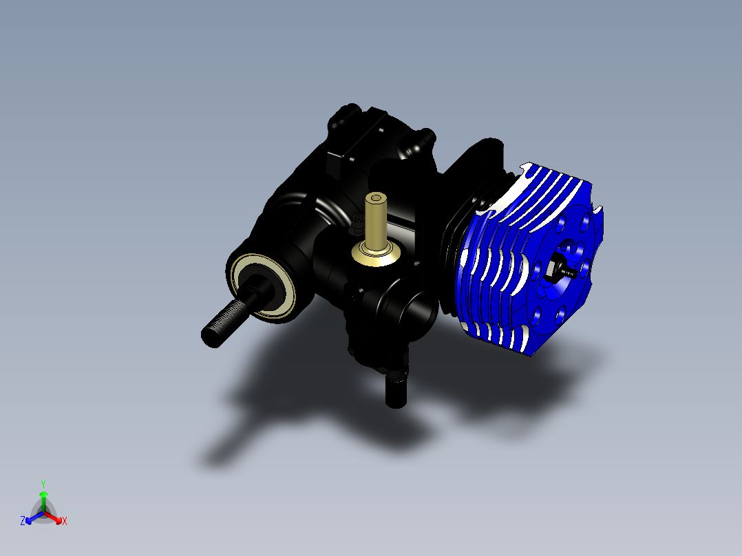 直升机设计的OO55SX硝化发动机正等轴测图