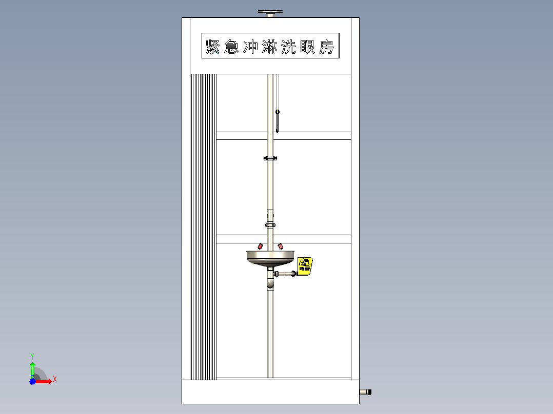 冲淋洗眼器房三维模型-不带提升泵前视图