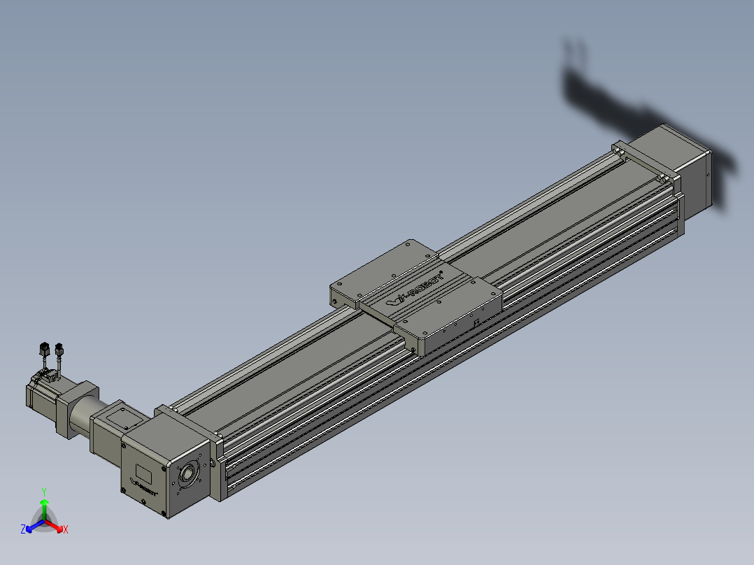 威洛博直线电机模组EB20-L224-S1000-R-ZP75-MS3-5K正等轴测图