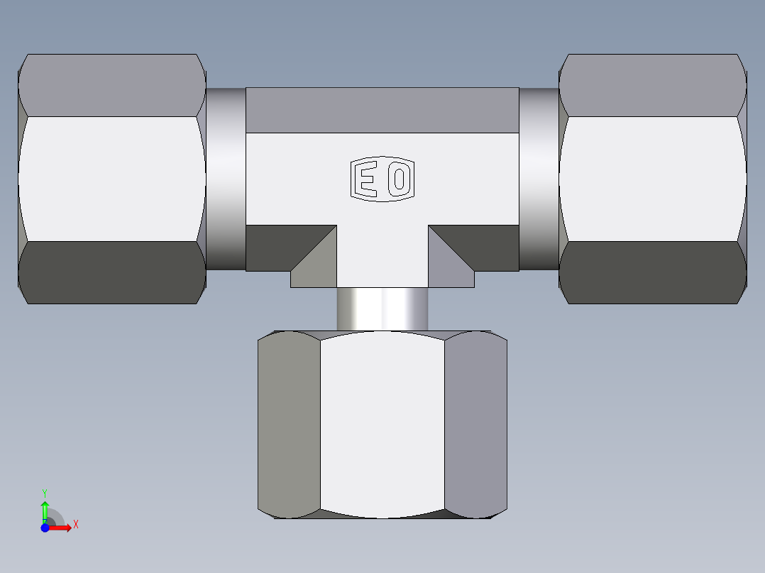卡套式工业通用硬管接头EO_Standpipe_branch_tee_EVT08SCF前视图