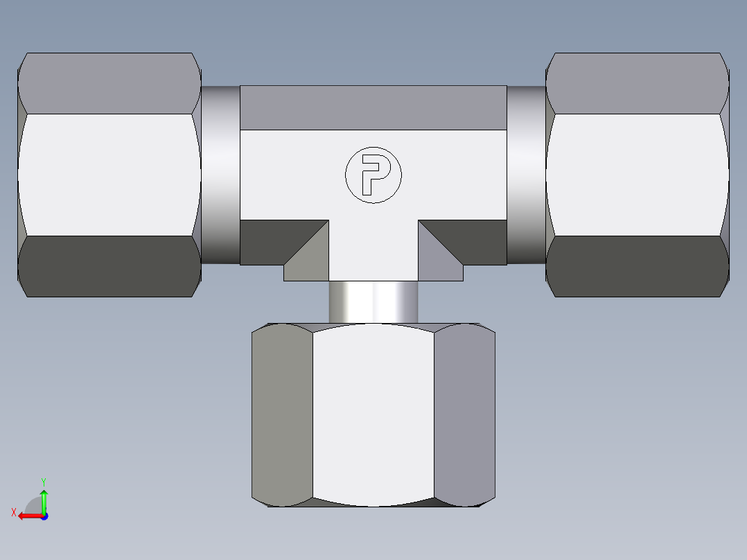 卡套式工业通用硬管接头EO_Standpipe_branch_tee_EVT08SCF后视图