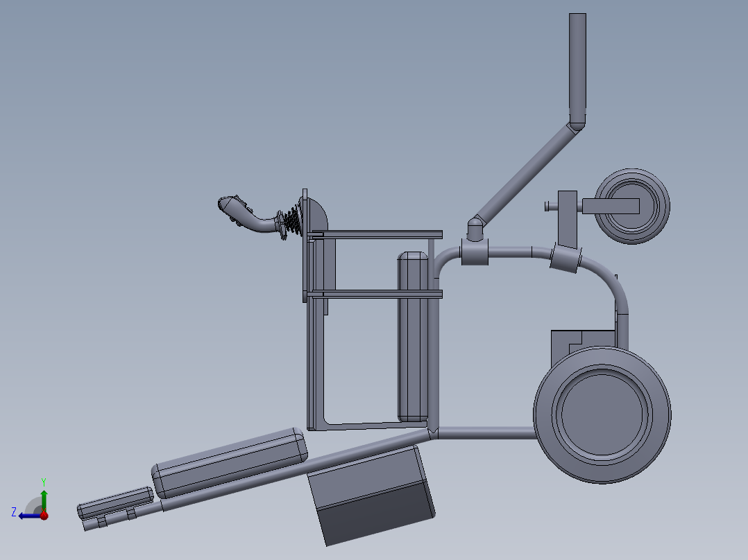 电动轮椅车设计[病人护理车]含三维sw右视图