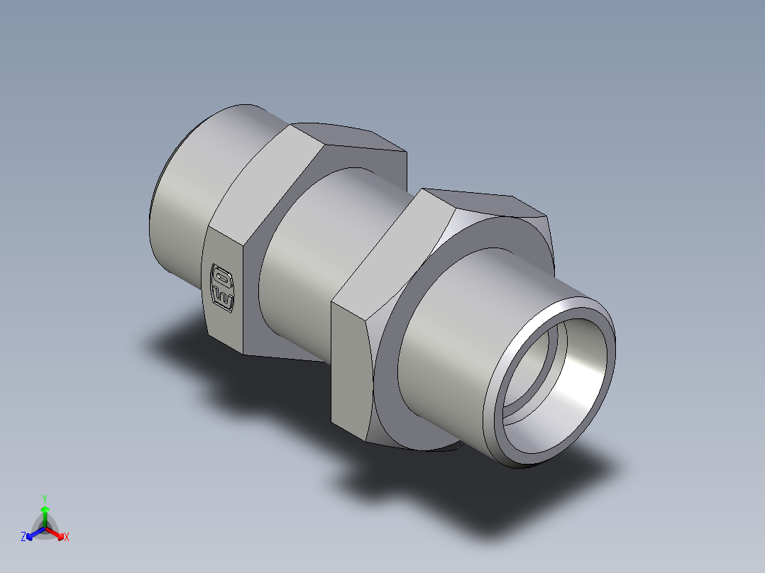 卡套式工业通用硬管接头EO_Bulkhead_union_SV15LOMD71正等轴测图