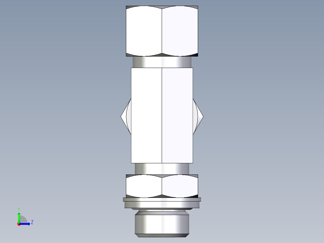 卡套式工业通用硬管接头EO_Adjustable_locknut_run_tee_LEE12ZLRCF左视图