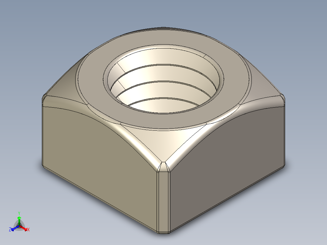 紧固件-IGES Raw Steel SqNut 0.7500正等轴测图