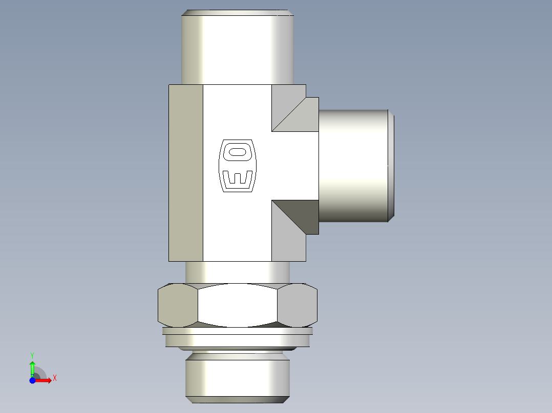 卡套式工业通用硬管接头EO_Adjustable_locknut_run_tee_LEE10SROMDCF前视图