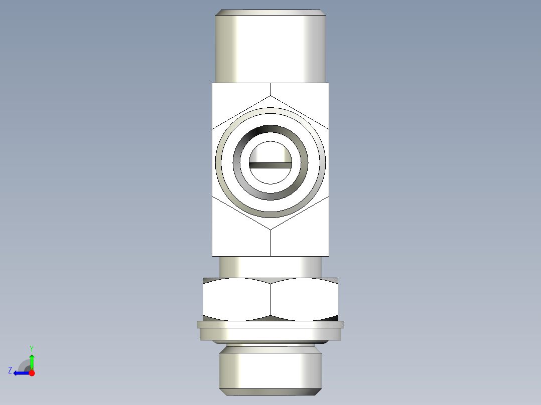 卡套式工业通用硬管接头EO_Adjustable_locknut_run_tee_LEE10SROMDCF右视图