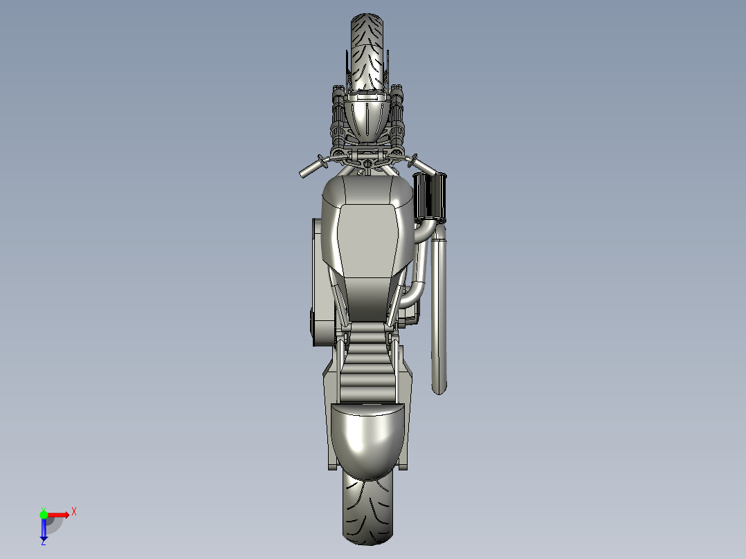 摩托车custom-naked-motorcycle-SolidWorks2010-stp-igs格式俯视图