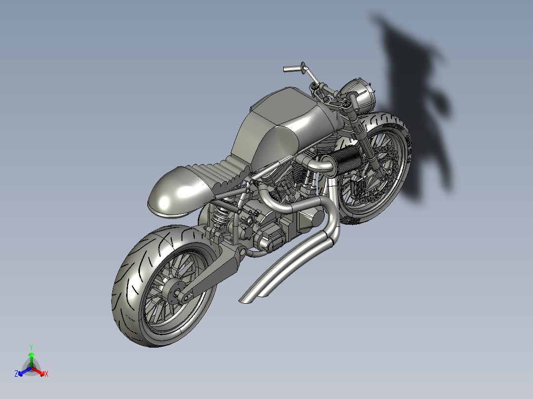摩托车custom-naked-motorcycle-SolidWorks2010-stp-igs格式正等轴测图