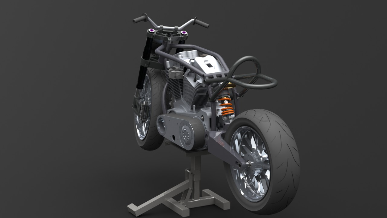 摩托车custom-naked-motorcycle-SolidWorks2010-stp-igs格式
