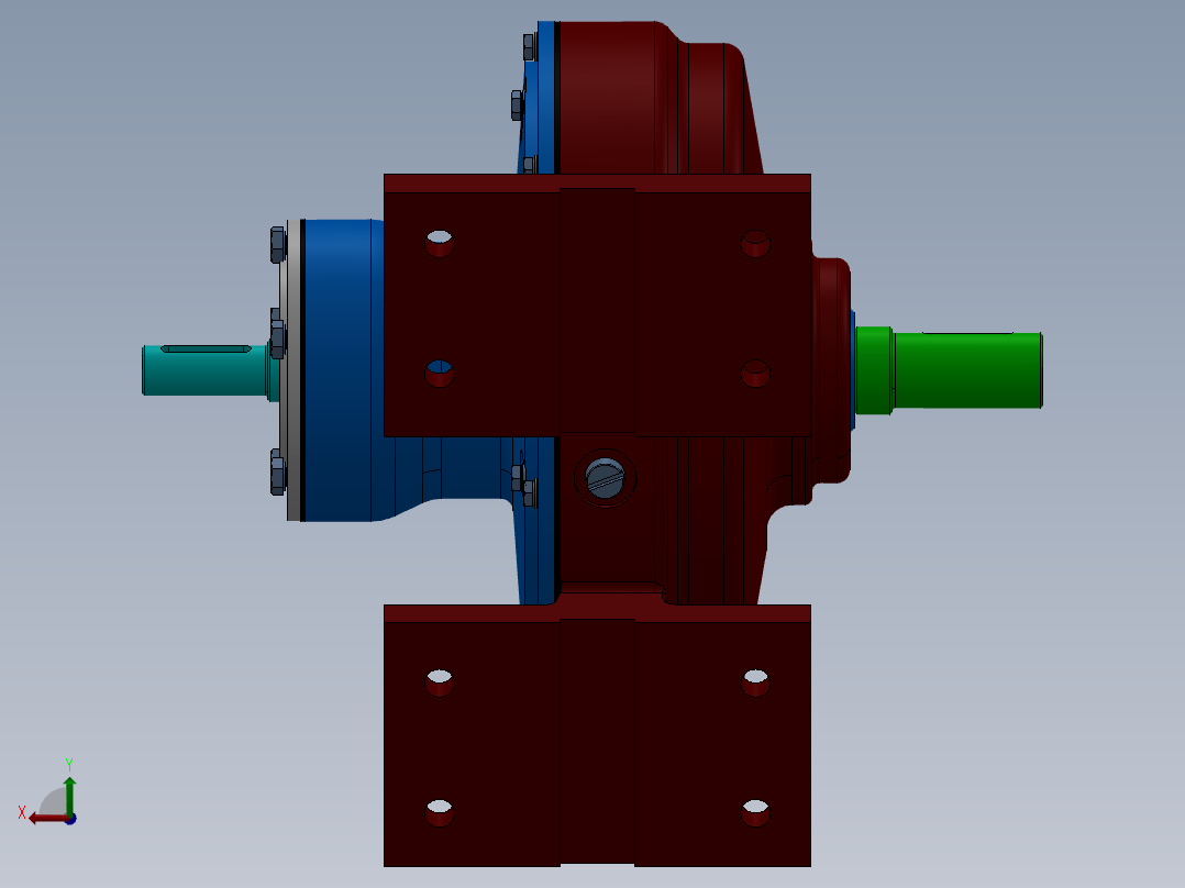 输送电动辊道专用的少齿差式行星齿轮减速器设计含SW三维及4张CAD图后视图