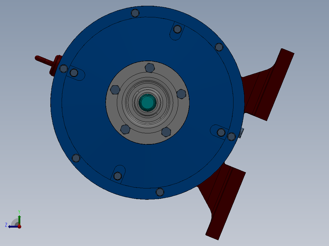 输送电动辊道专用的少齿差式行星齿轮减速器设计含SW三维及4张CAD图右视图