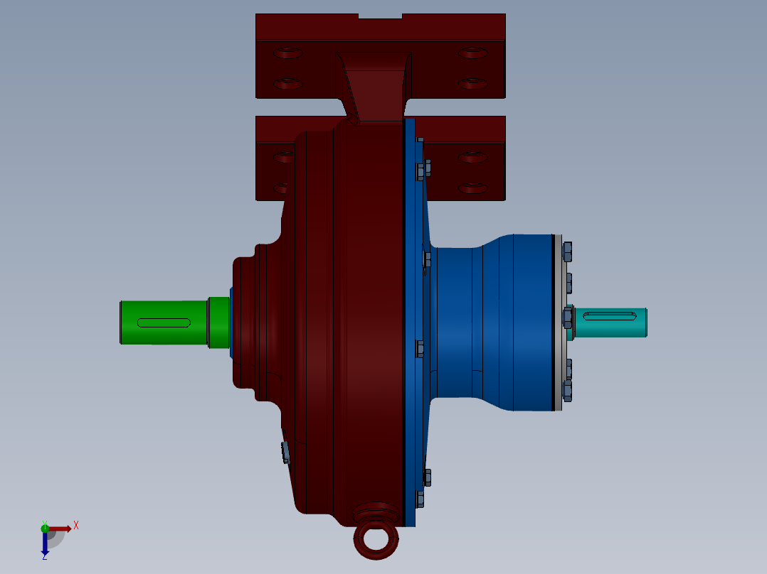 输送电动辊道专用的少齿差式行星齿轮减速器设计含SW三维及4张CAD图俯视图