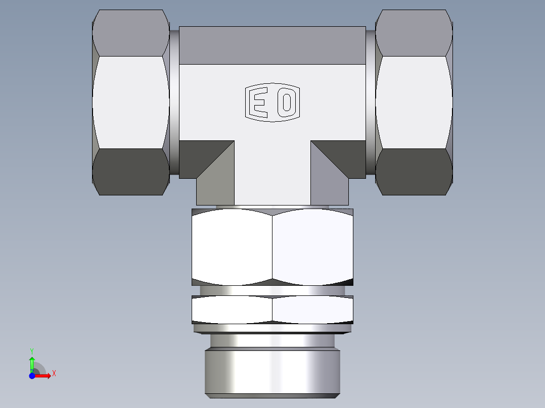 卡套式工业通用硬管接头EO_Assembled_adjustable_standpipe_branch_tee_EVT35LM71前视图