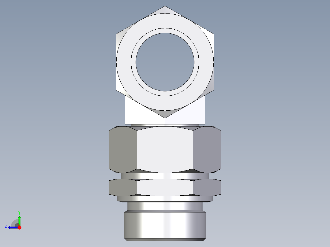 卡套式工业通用硬管接头EO_Assembled_adjustable_standpipe_branch_tee_EVT35LM71右视图
